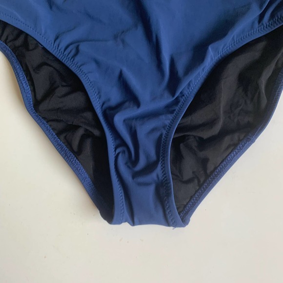 Profile by Gottex 8 Shirred Bikini Bottoms Navy Blue High Rise Waisted Sexy NEW - Picture 7 of 10